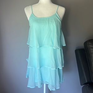 NWT MANGO Women’s Blue Tiered Mini Dress